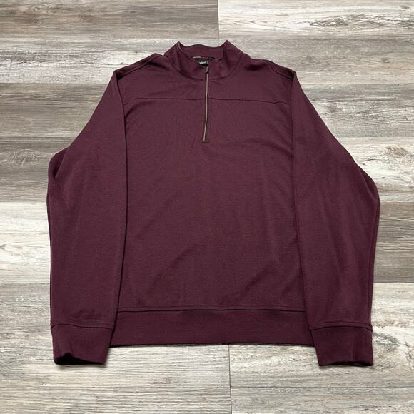 Nike Tiger Woods Collection Red Gray Men XL Half Zip Mock Merino Wool Sweatshirt - Picture 2 of 10